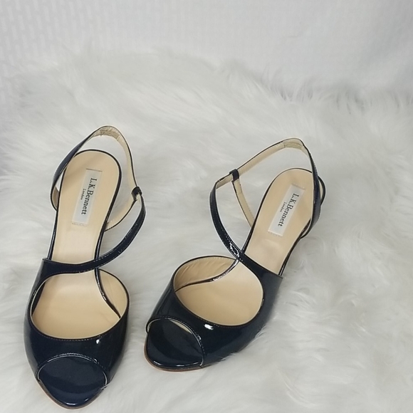 L.K. Bennet London patent leather peep toe heels - Picture 1 of 7